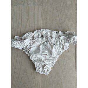 Simons Eyelet Ruffled Swim Bikini Bottom White ( L )